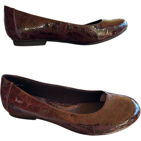BOC Ballet Flats SZ 10 Faux Croc Embossed Slip-On Comfort Shoes Workwear - Picture 2 of 8